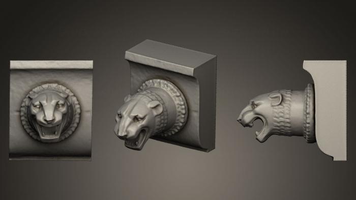 نموذج ثلاثي الأبعاد لآلة CNC أقنعة وكمامات الحيوانات نافورة رأس الأسد